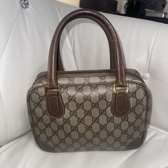 Authentic Gucci Vintage GG Supreme Double Handle Satchel Bag - Picture 2 of 16